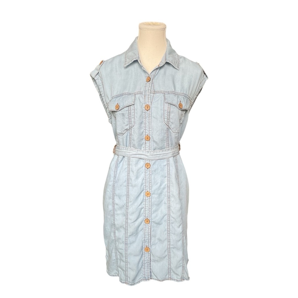 Blashe Collared Soft Denim Medium Wash Dress
